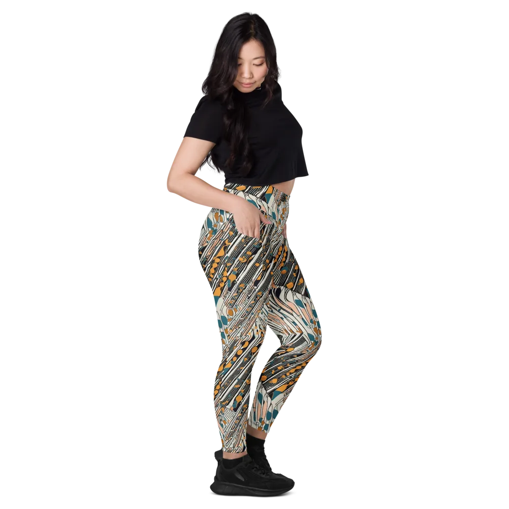 Art Deco Current on Leggings with Pockets — Right