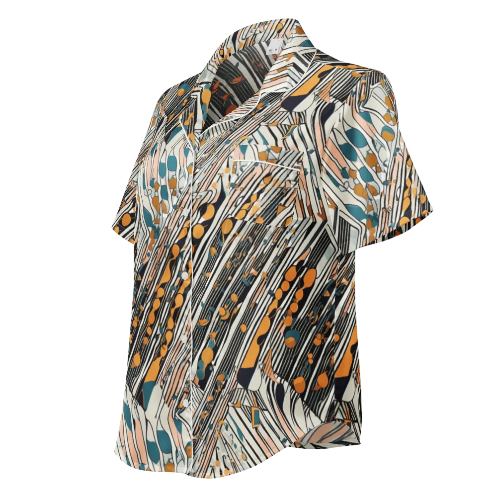 Art Deco Current on Women's Short Sleeve Pajama Top — Left Front