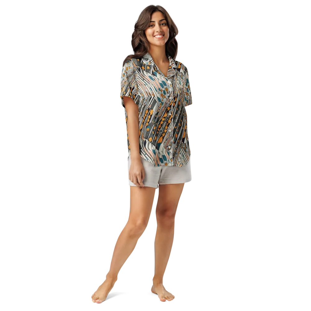 Art Deco Current on Women's Short Sleeve Pajama Top — Front
