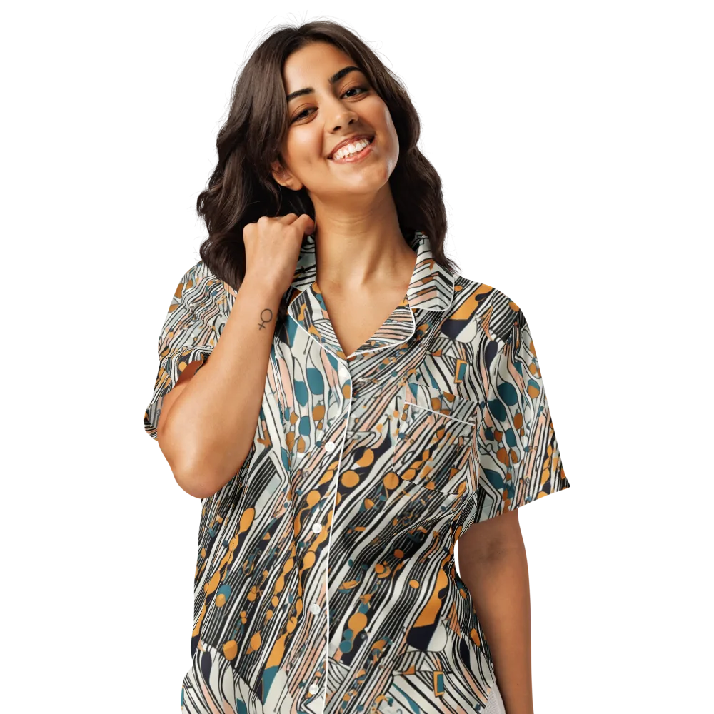 Art Deco Current on Women's Short Sleeve Pajama Top — Front