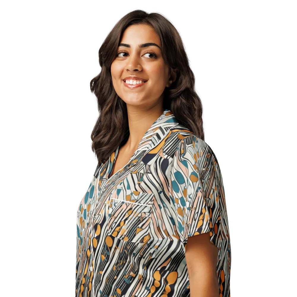 Art Deco Current on Women's Short Sleeve Pajama Top — Left Front
