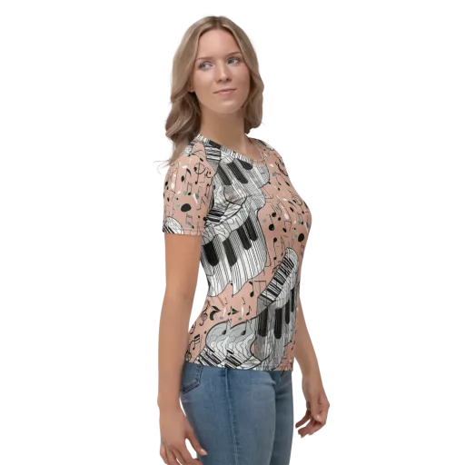 Rosé Rhapsody on a Women's Crew Neck T-Shirt
