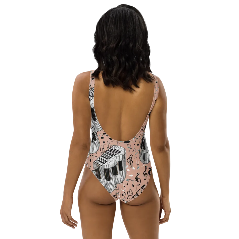 Rosé Rhapsody on One-Piece Swimsuit — Back