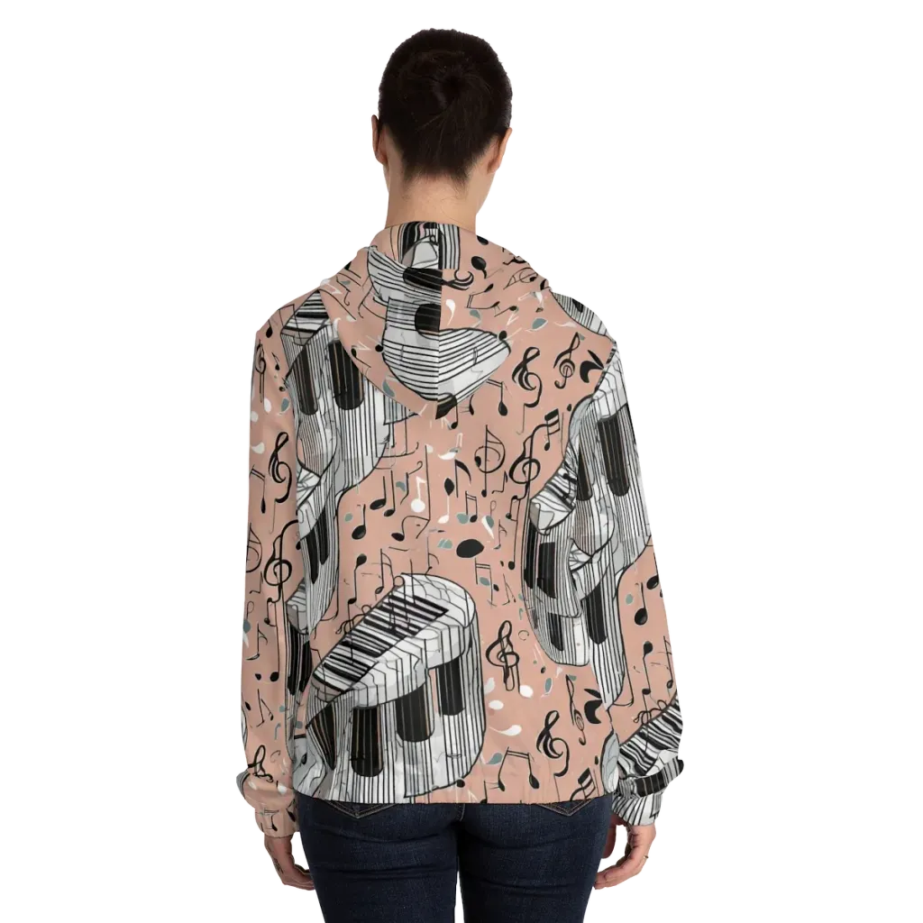 Rosé Rhapsody on Women's Full-Zip Hoodie — Back On Person