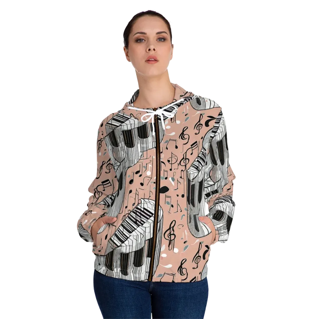 Rosé Rhapsody on Women's Full-Zip Hoodie — Front On Person
