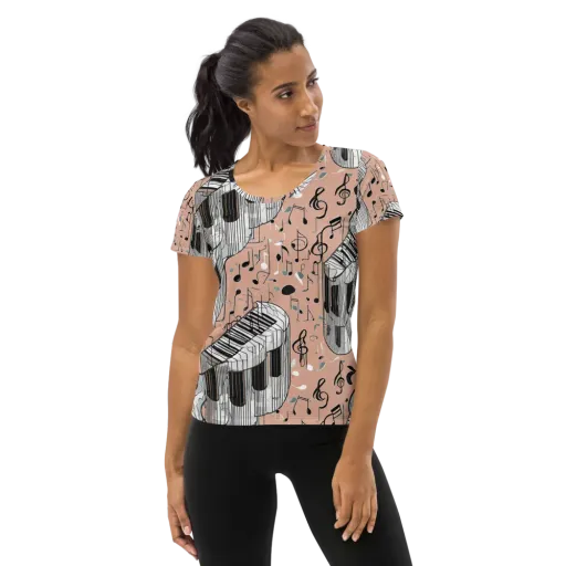 Rosé Rhapsody on a Women's Athletic T-Shirt