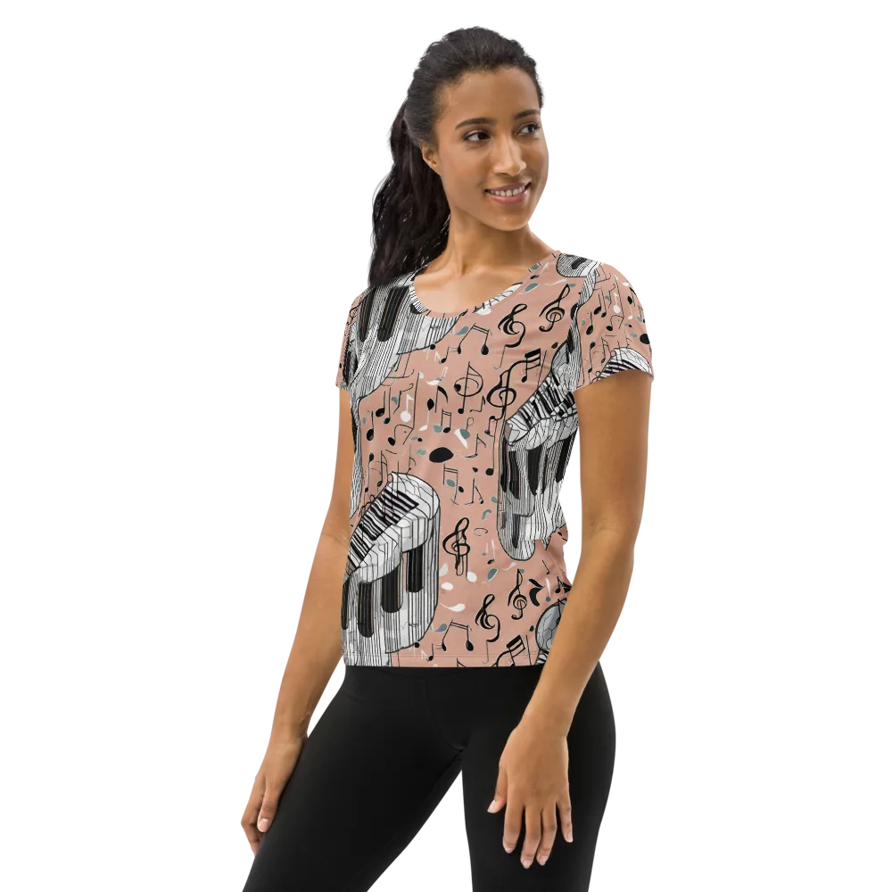 Rosé Rhapsody on Women's Athletic T-Shirt — Left
