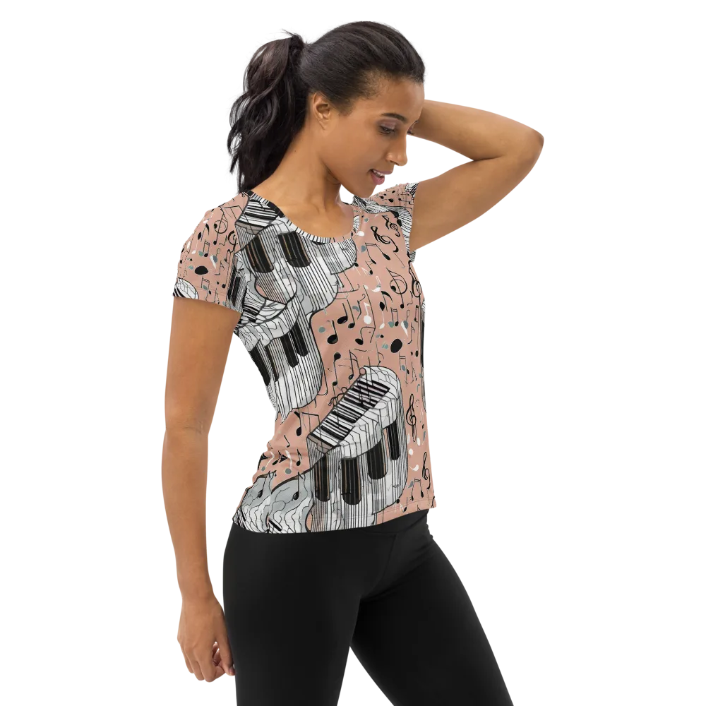 Rosé Rhapsody on Women's Athletic T-Shirt — Right