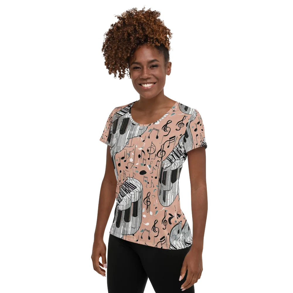 Rosé Rhapsody on Women's Athletic T-Shirt — Left