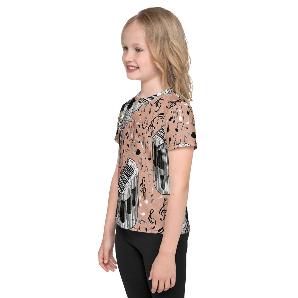 Rosé Rhapsody on Kids Crew Neck T-Shirt — Left