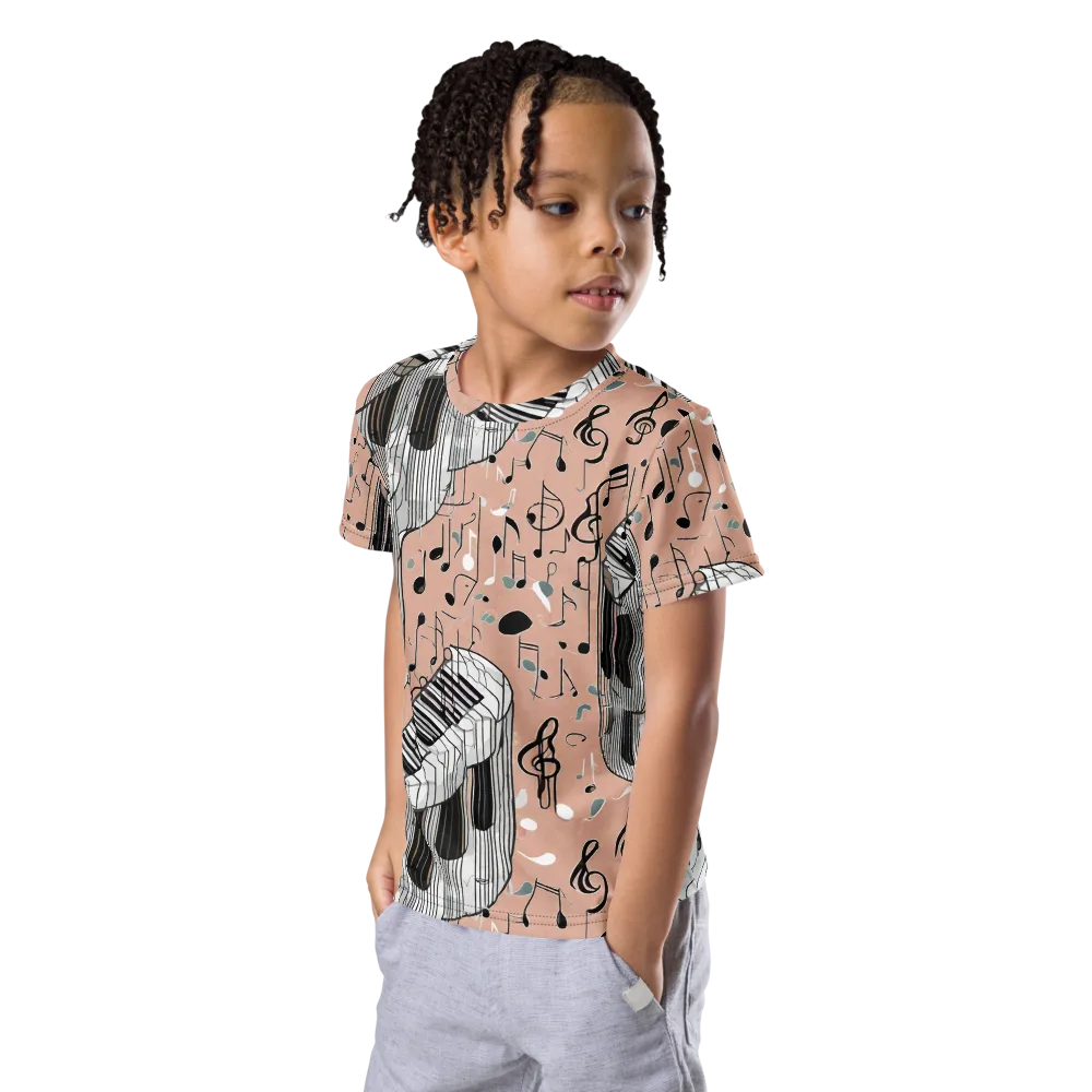 Rosé Rhapsody on Kids Crew Neck T-Shirt — Left Front