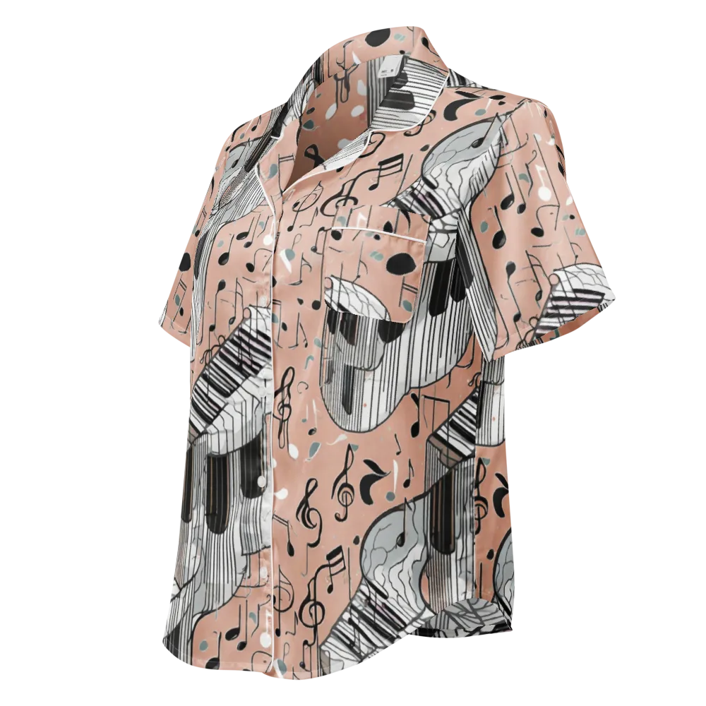 Rosé Rhapsody on Women's Short Sleeve Pajama Top — Left Front
