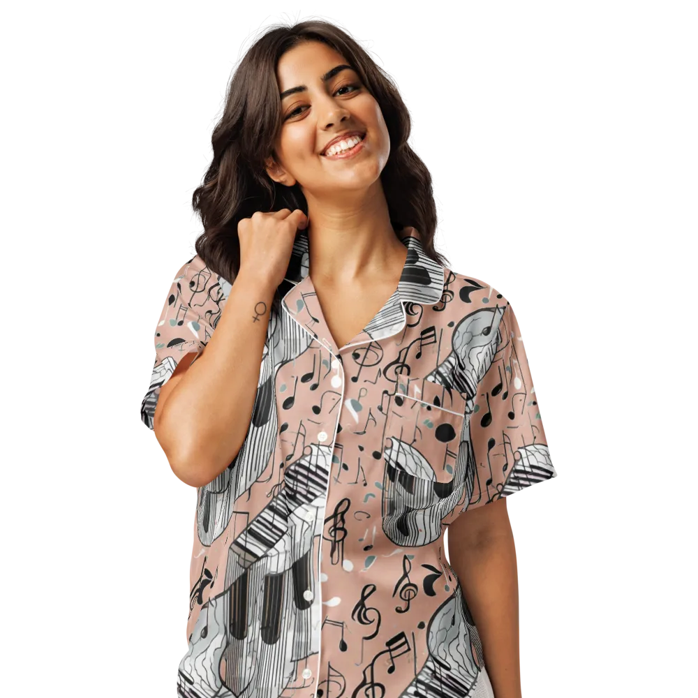 Rosé Rhapsody on Women's Short Sleeve Pajama Top — Front