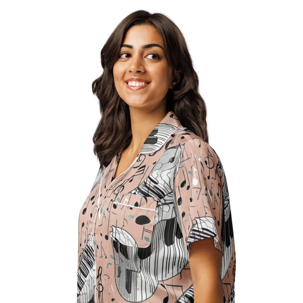 Rosé Rhapsody on Women's Short Sleeve Pajama Top — Left Front