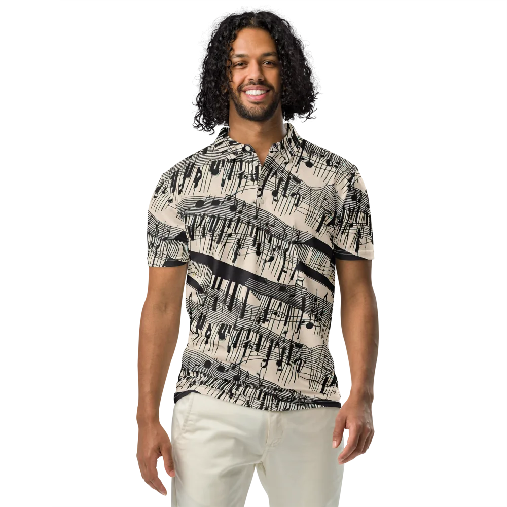 Noir Crescendo on Men's Slim Fit Polo Shirt — Front