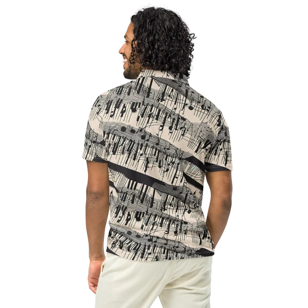 Noir Crescendo on Men's Slim Fit Polo Shirt — Back