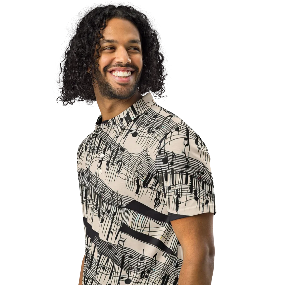 Noir Crescendo on Men's Slim Fit Polo Shirt — Left Front
