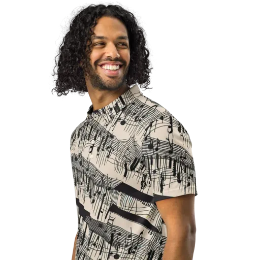 Noir Crescendo on a Men's Slim Fit Polo Shirt