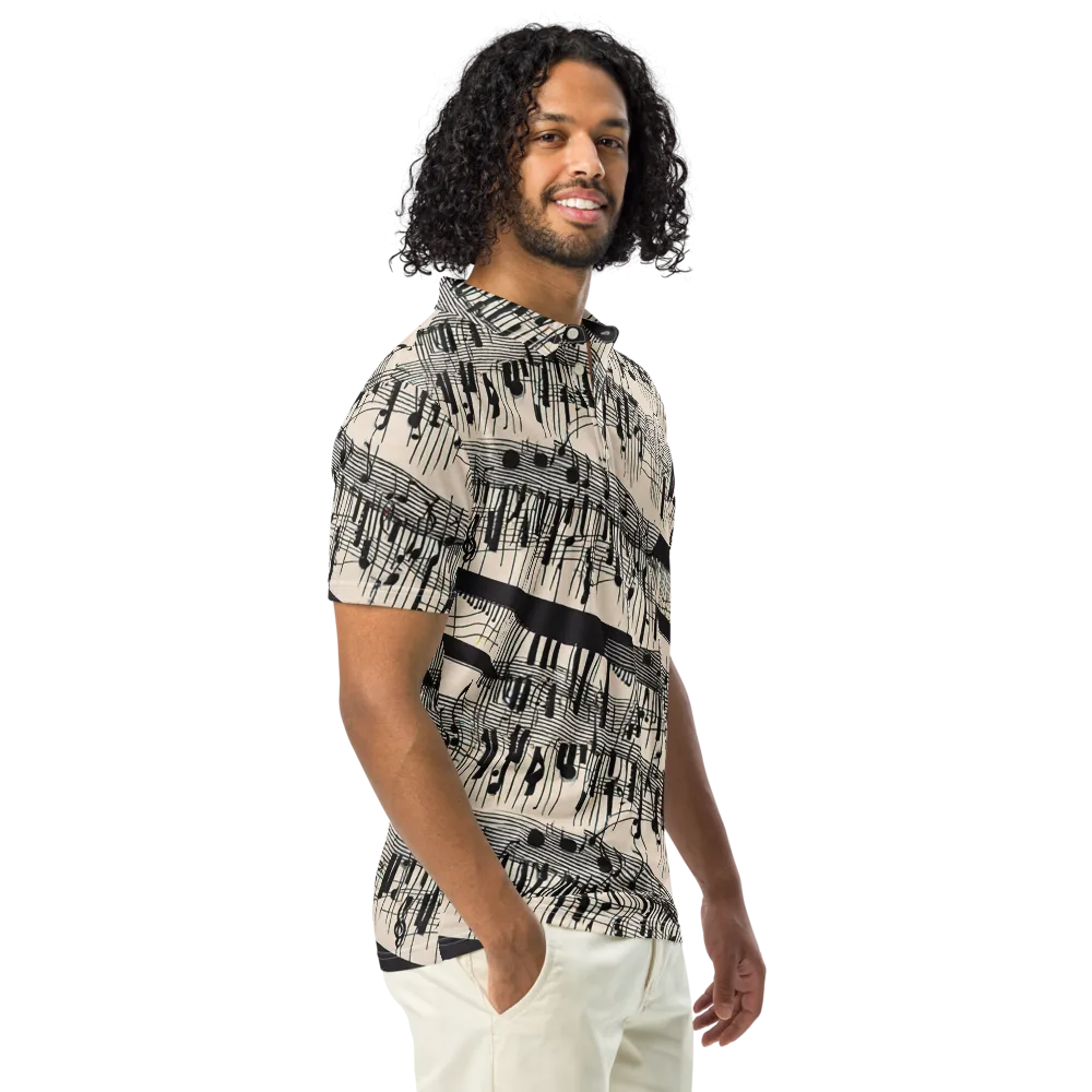 Noir Crescendo on Men's Slim Fit Polo Shirt — Right Front