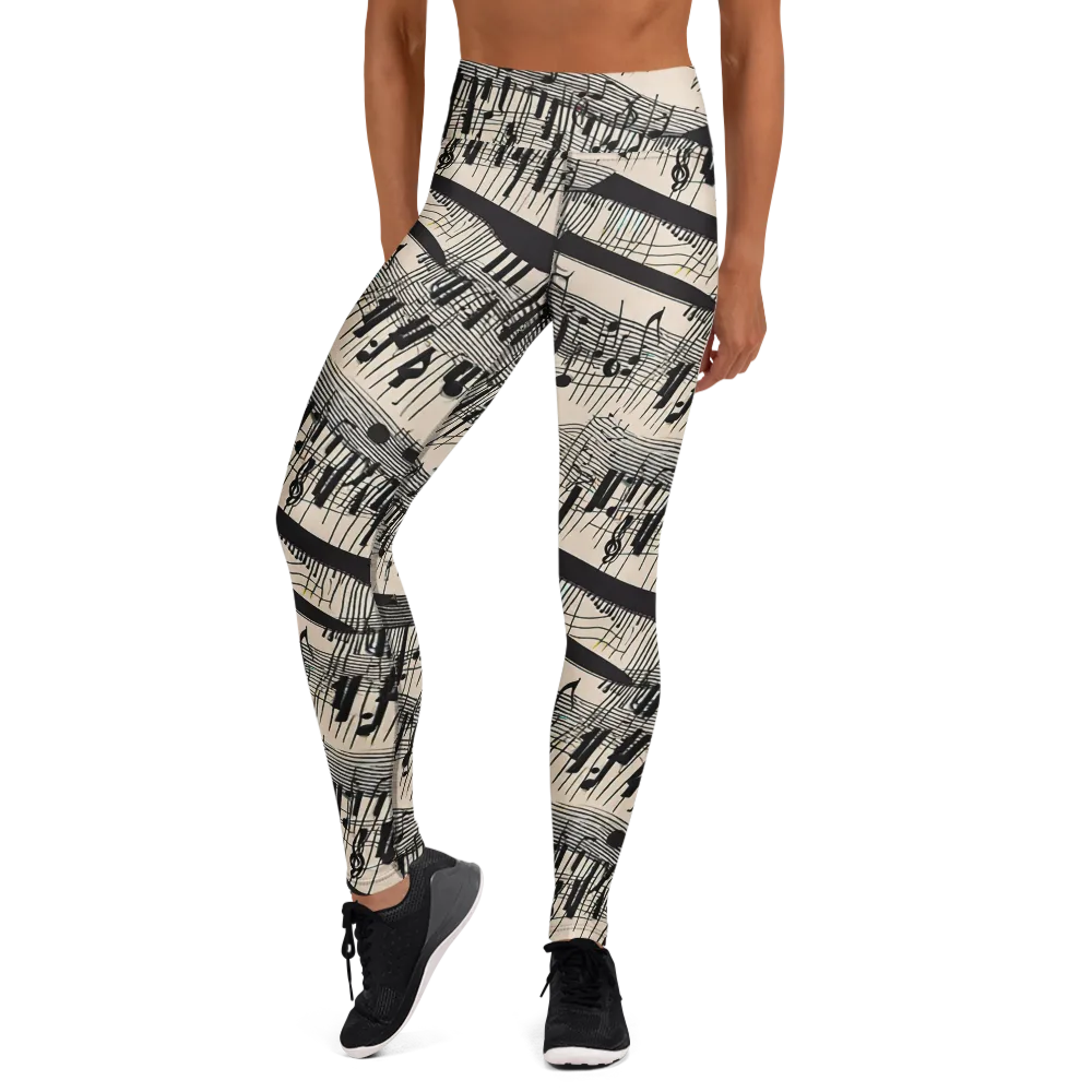 Noir Crescendo on Yoga Leggings — Front