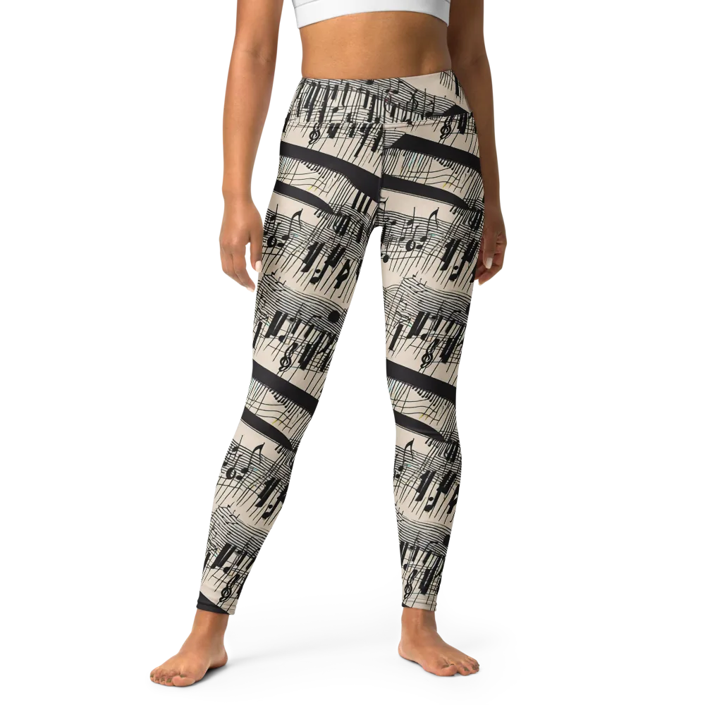 Noir Crescendo on Yoga Leggings — Front