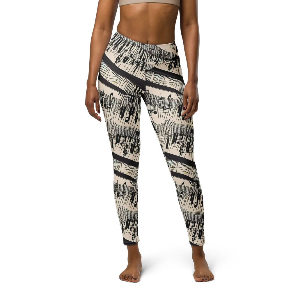 Noir Crescendo on Yoga Leggings — Front