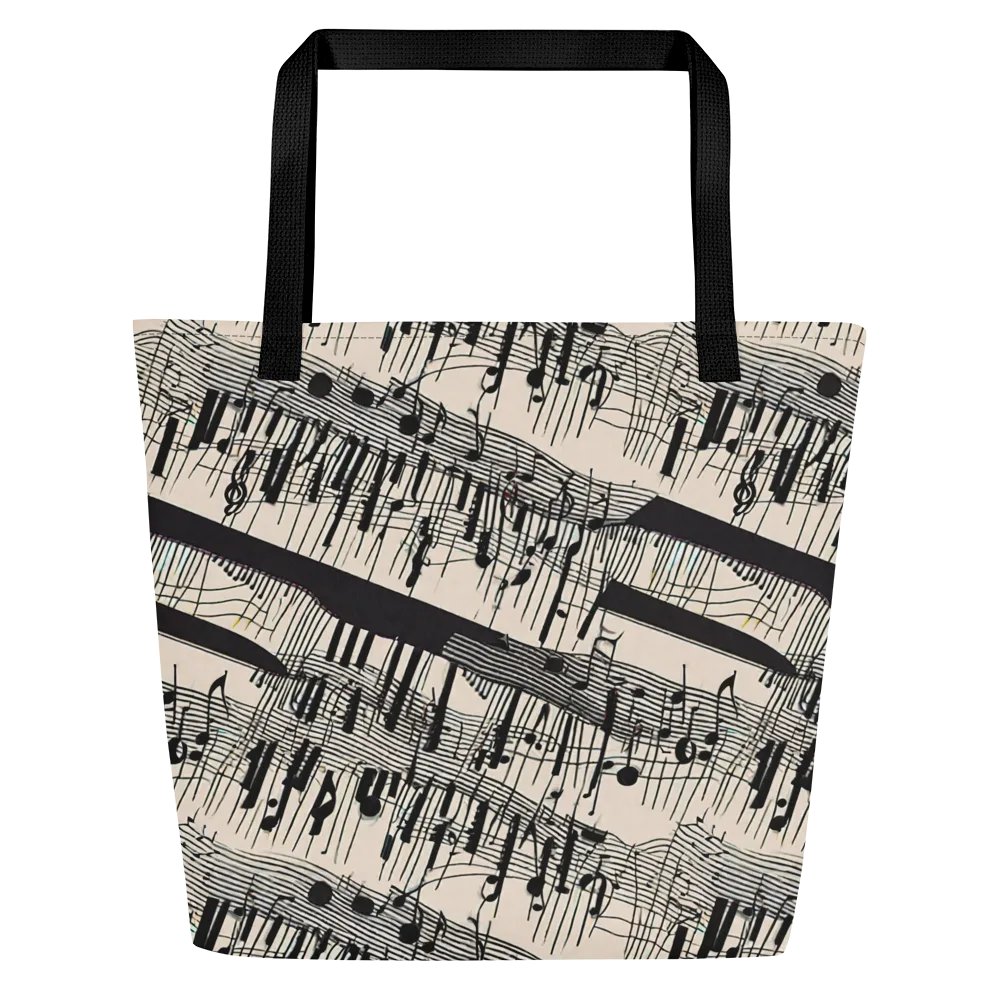 Noir Crescendo on Large Tote Bag W/ Pocket — Front