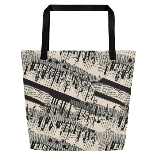 Noir Crescendo on a Large Tote Bag W/ Pocket
