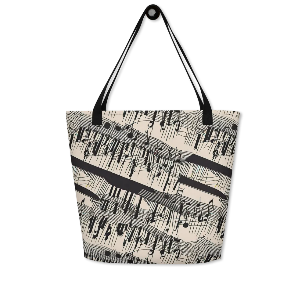 Noir Crescendo on Large Tote Bag W/ Pocket — Front