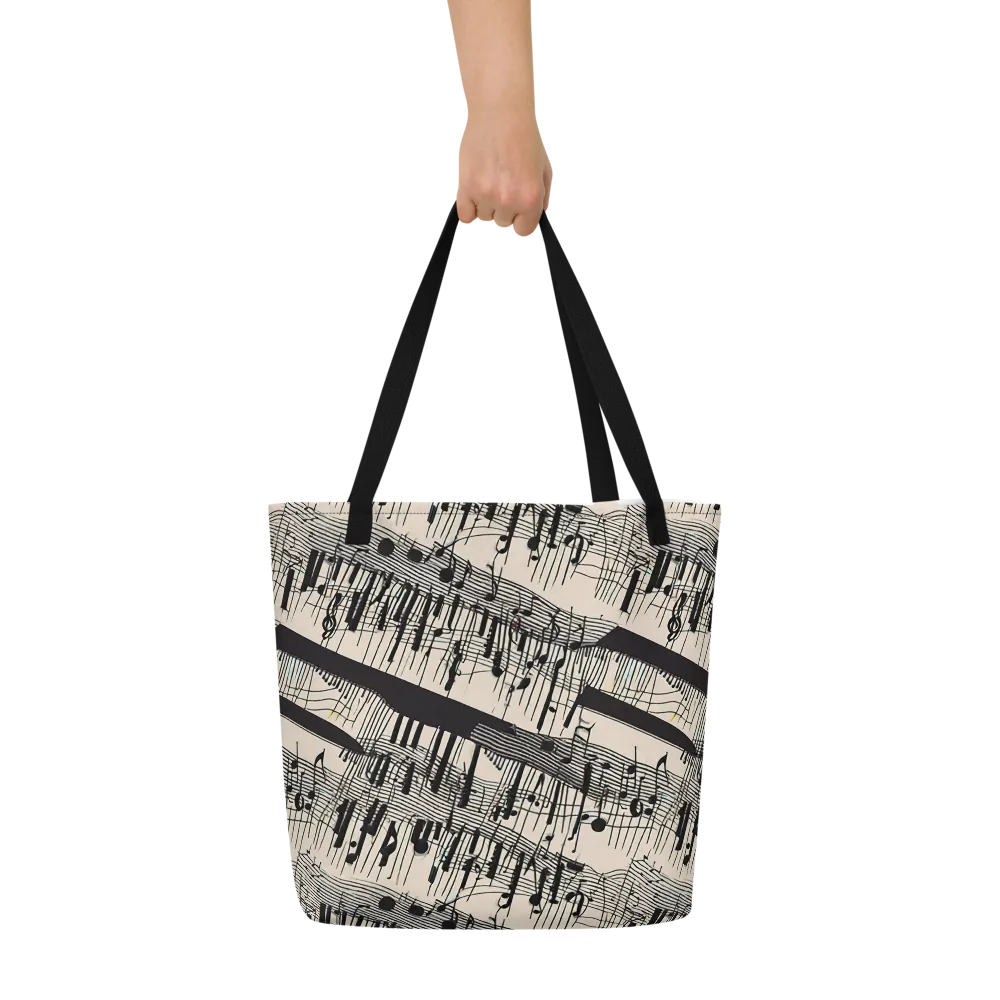 Noir Crescendo on Large Tote Bag W/ Pocket — Front