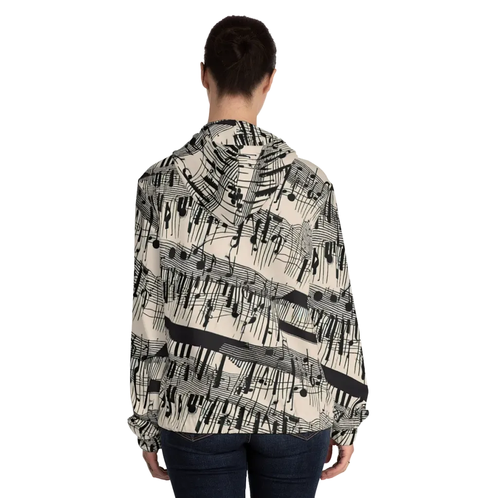 Noir Crescendo on Women's Full-Zip Hoodie — Back On Person