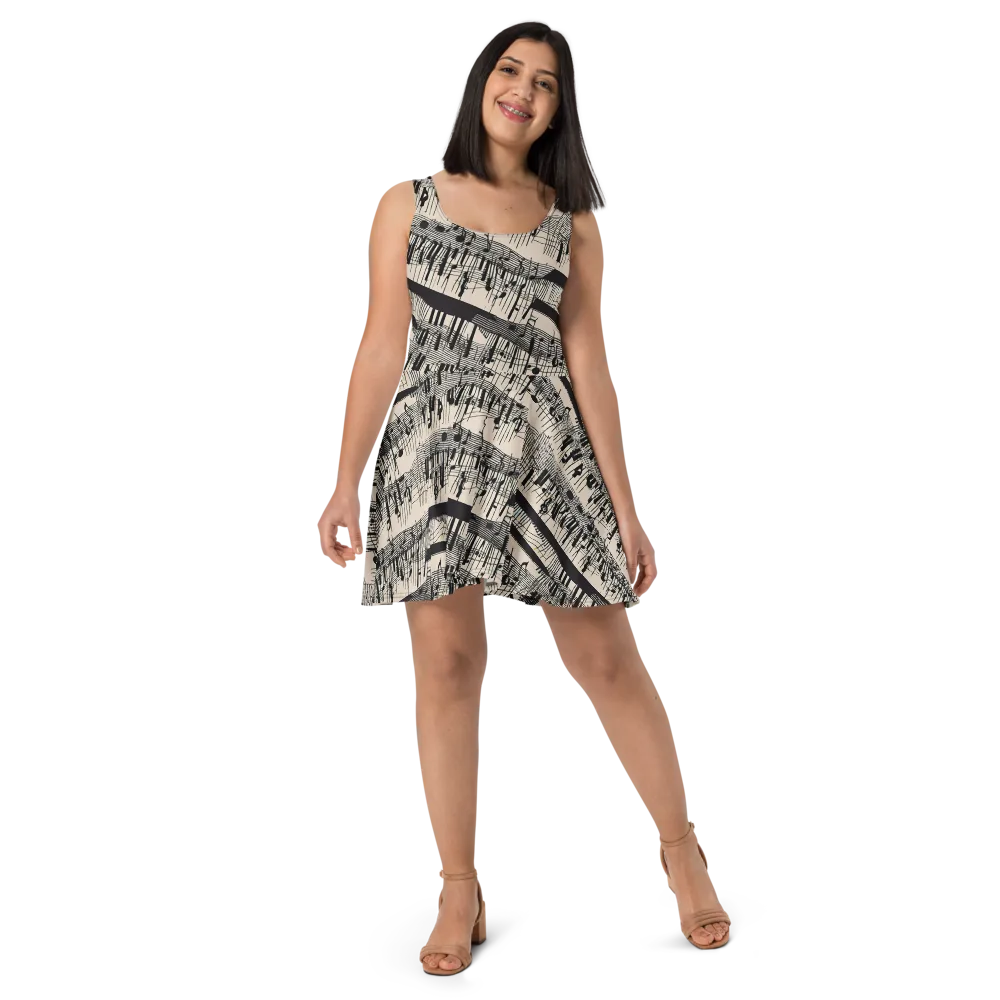 Noir Crescendo on Skater Dress — Front