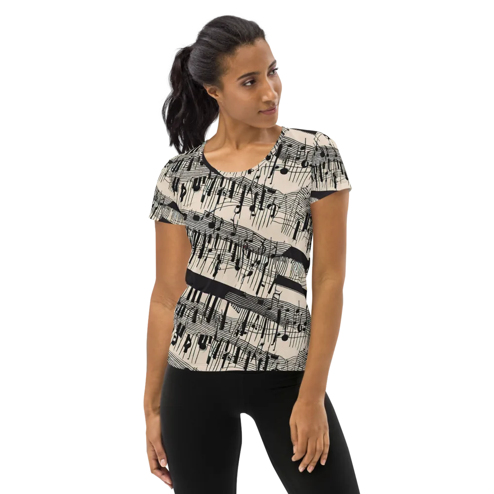 Noir Crescendo on Women's Athletic T-Shirt — Front