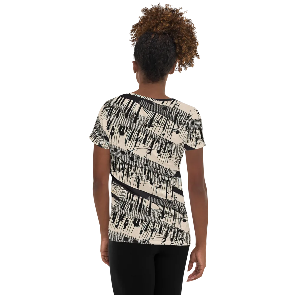 Noir Crescendo on Women's Athletic T-Shirt — Back