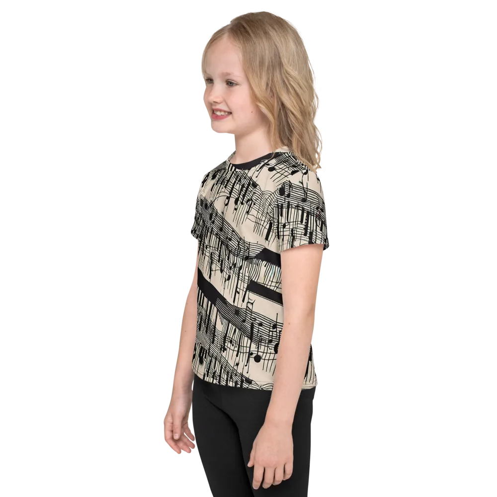 Noir Crescendo on Kids Crew Neck T-Shirt — Left