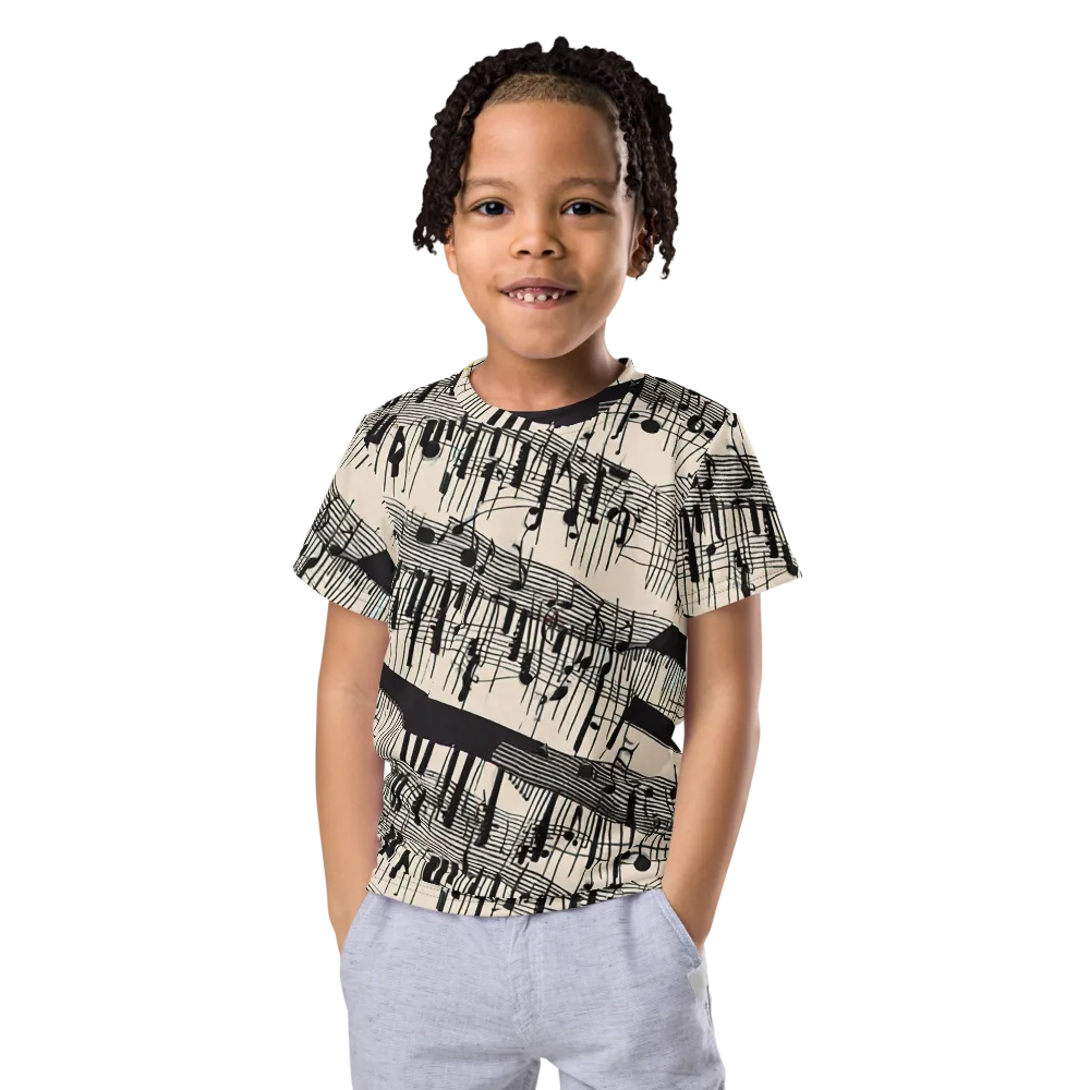 Noir Crescendo on Kids Crew Neck T-Shirt — Front