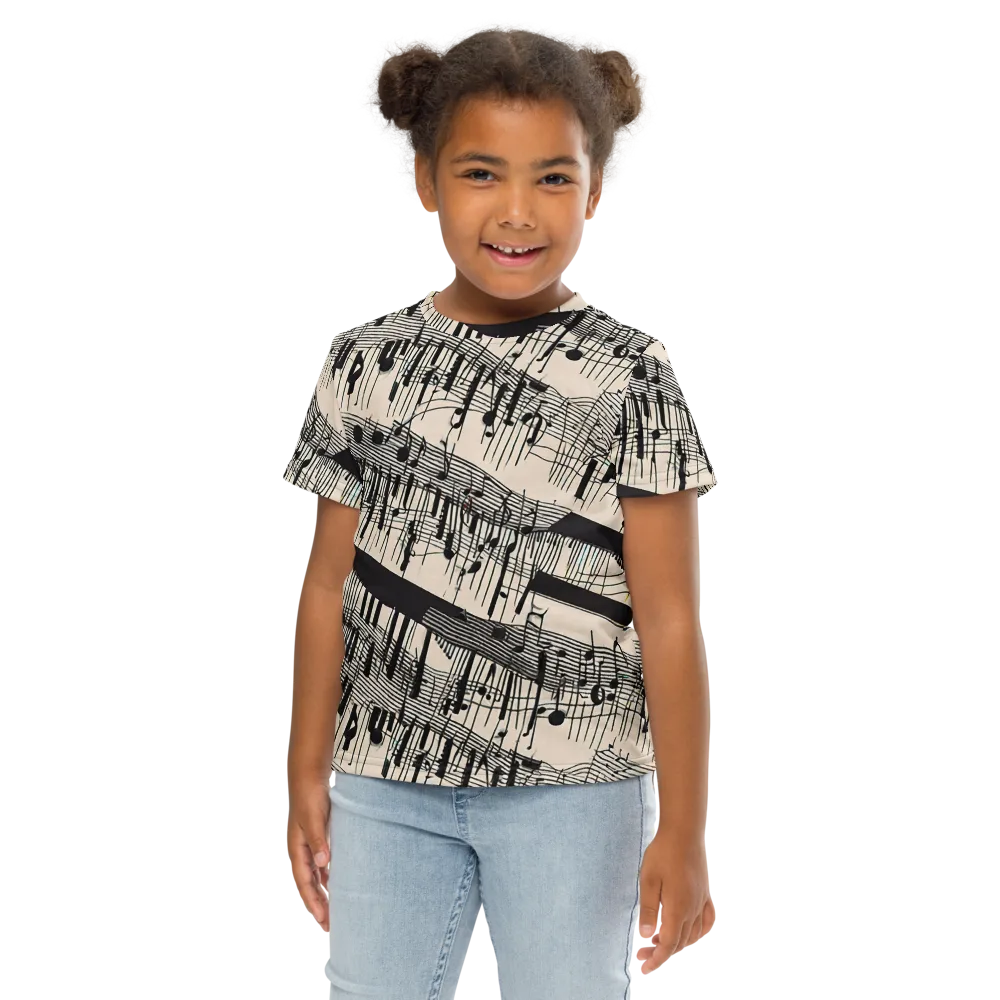 Noir Crescendo on Kids Crew Neck T-Shirt — Front