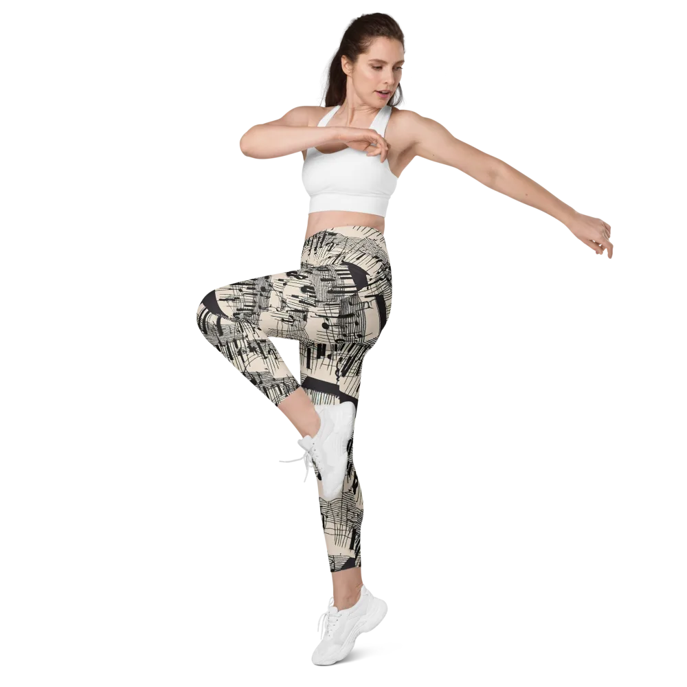 Noir Crescendo on Leggings with Pockets — Left Front