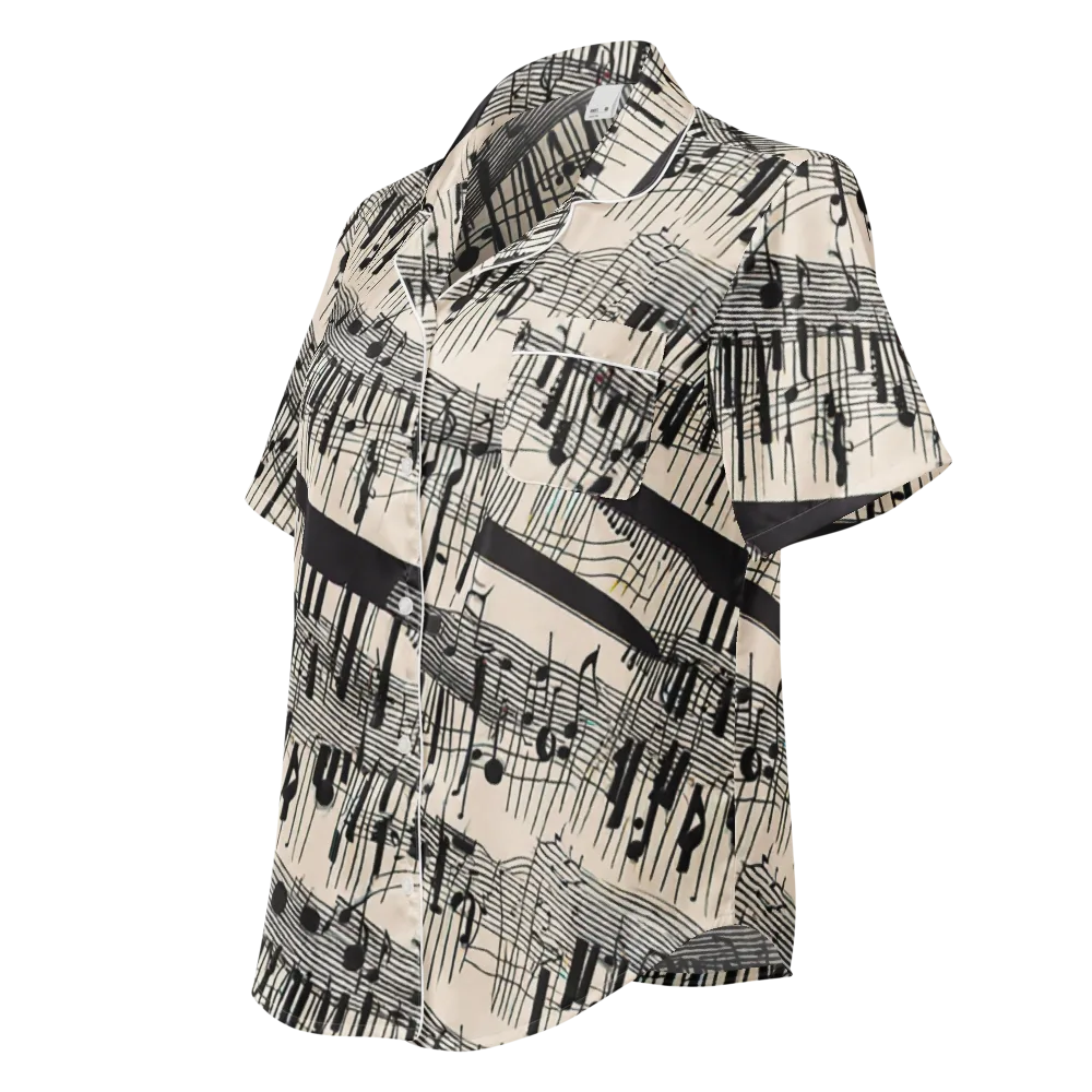 Noir Crescendo on Women's Short Sleeve Pajama Top — Left Front