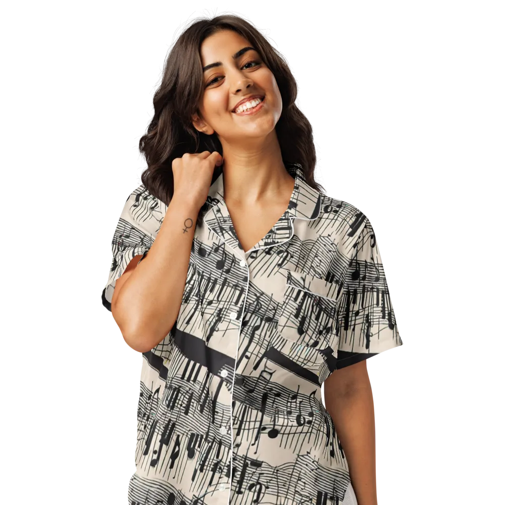 Noir Crescendo on Women's Short Sleeve Pajama Top — Front