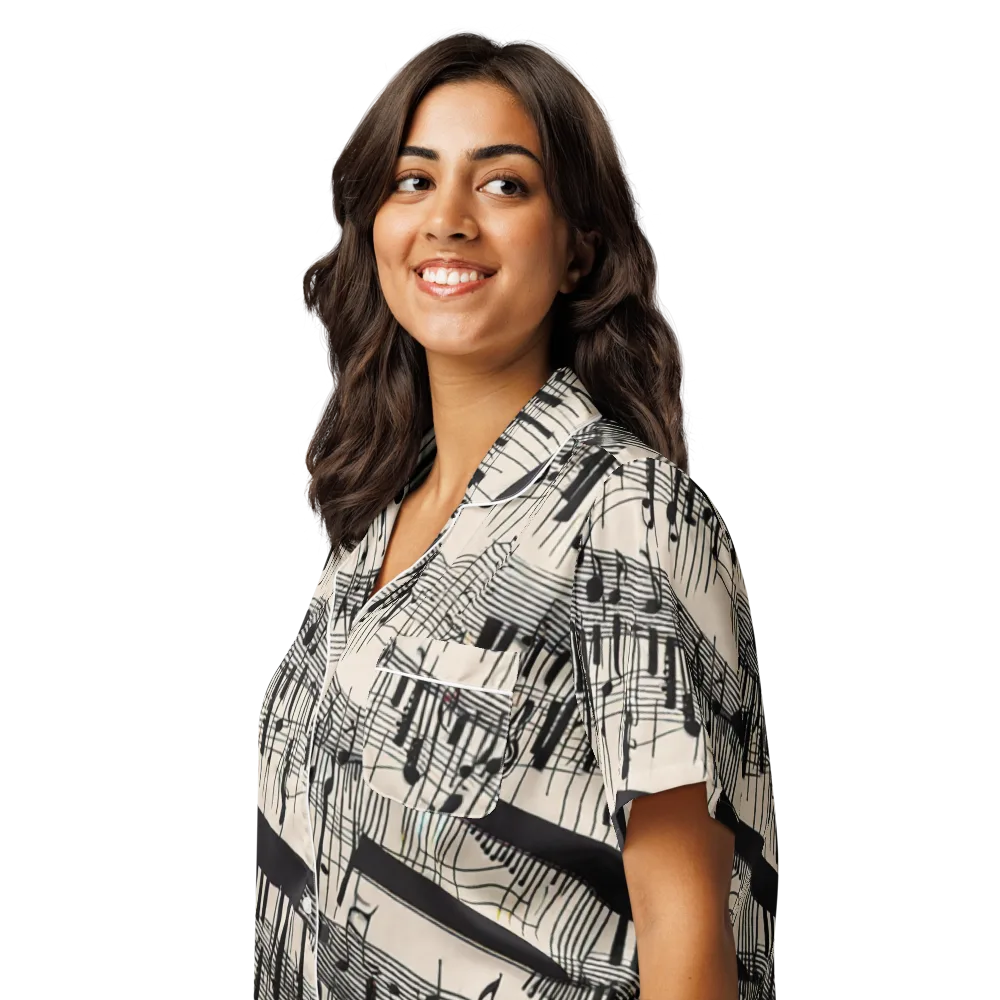 Noir Crescendo on Women's Short Sleeve Pajama Top — Left Front