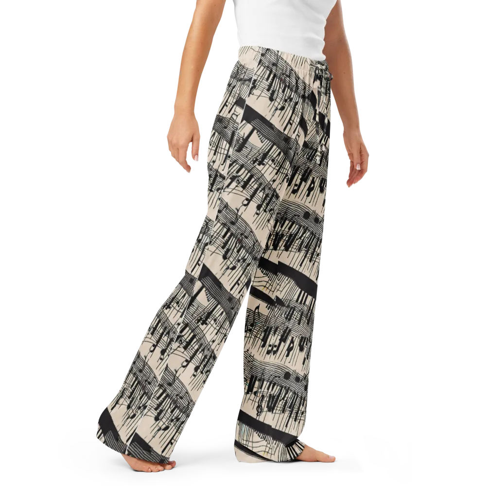 Noir Crescendo on Women's Pajama Pants — Right Front
