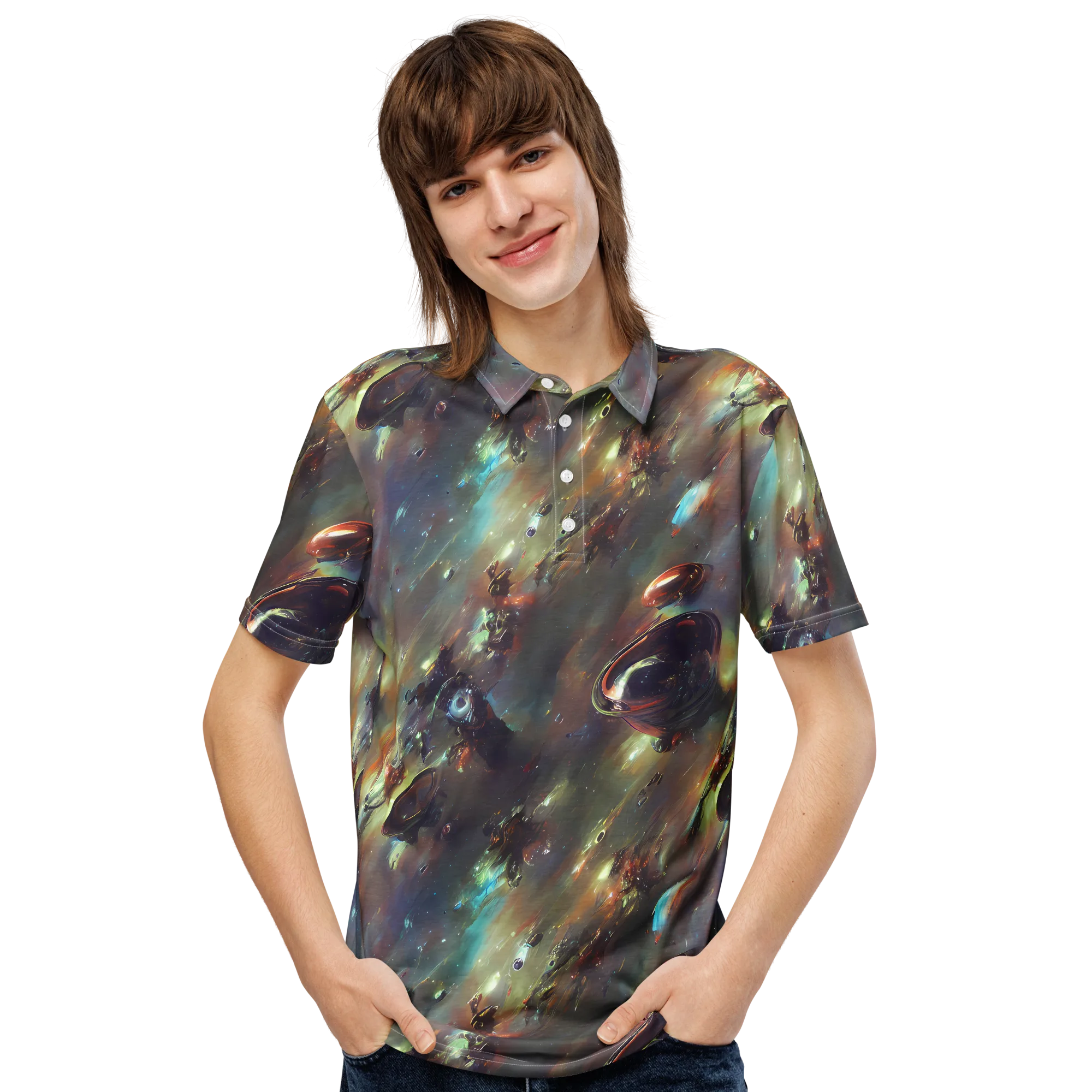 Chaos Crescendo on Men's Slim Fit Polo Shirt — Front