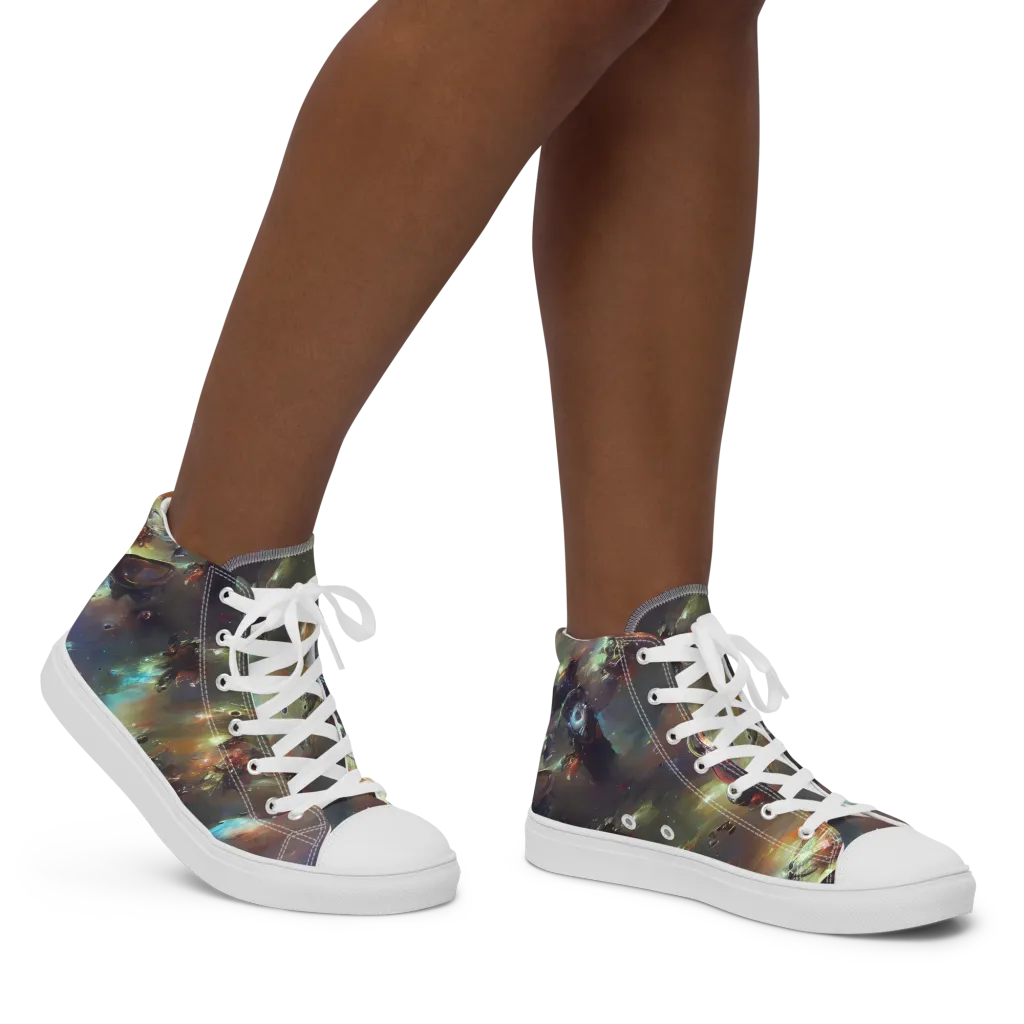 Chaos Crescendo on Women's High Top Canvas Shoes — Right