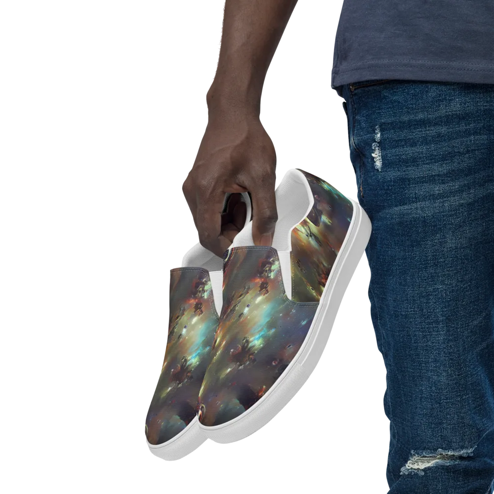 Chaos Crescendo on Men's Slip-On Canvas Shoes — Left Front