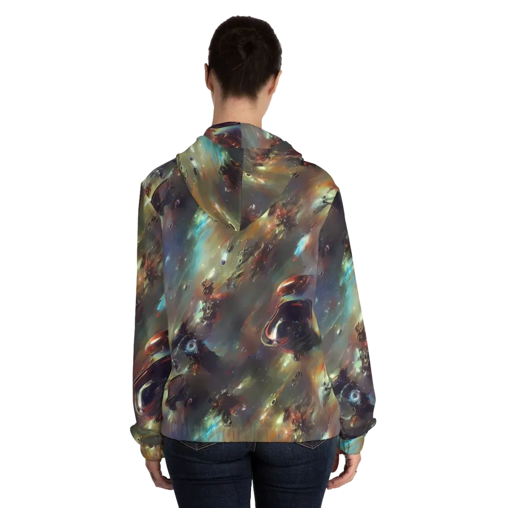Chaos Crescendo on Women's Full-Zip Hoodie — Back On Person
