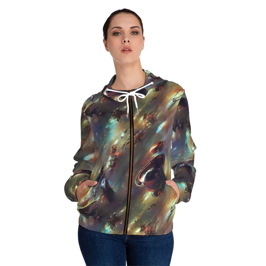 Chaos Crescendo on Women's Full-Zip Hoodie — Front On Person