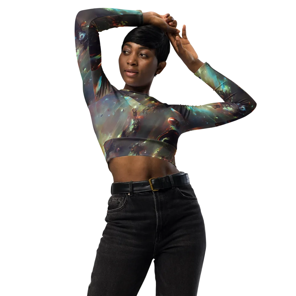 Chaos Crescendo on Long Sleeve Crop Top — Front