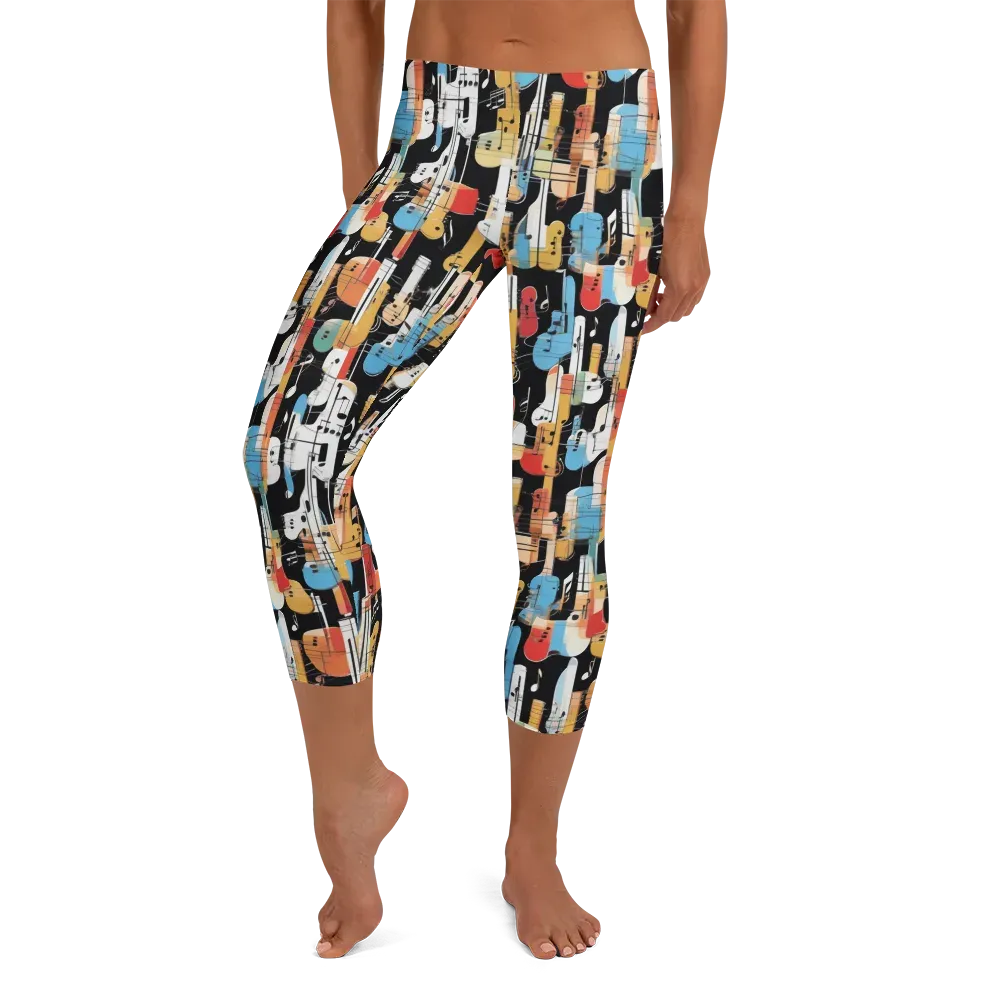 Jazz Mosaic on Capri Leggings — Front