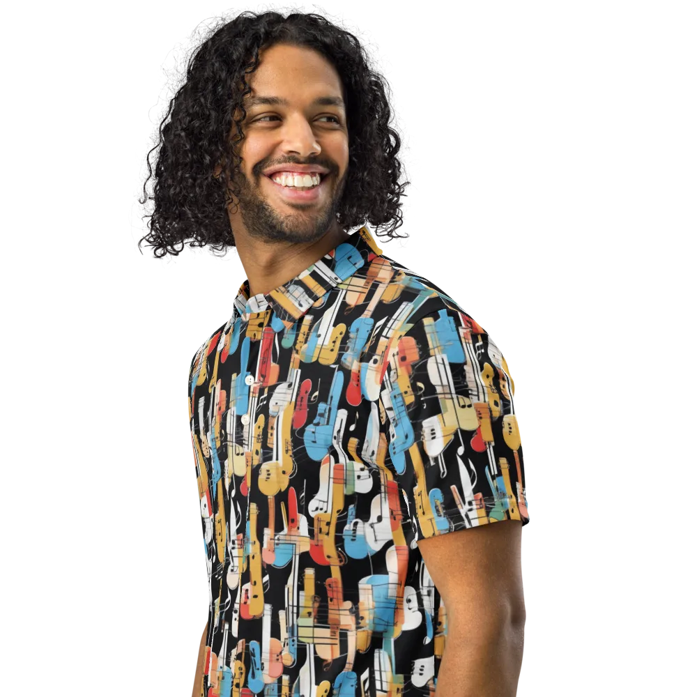 Jazz Mosaic on Men's Slim Fit Polo Shirt — Left Front
